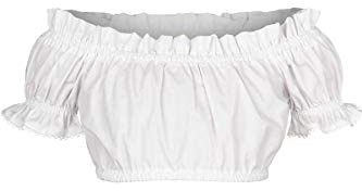 Isar-Trachten Camicetta Dirndl per bambine e adolescenti, colore bianco, bianco, 128
