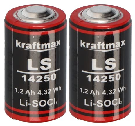 Lot de 2 piles au lithium LS 14250-1/2 AA ER14250 Li-SOCl2 LS14250 3,6 V