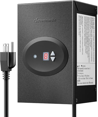 DEWENWILS 120W Low Voltage Landscape Transformer, Outdoor Transformer with Timer and Photocell Sensor, 120V AC to 12V AC, Weatherproof, for LED Lighting, Spotlight, Pathway Light, ETL Listed