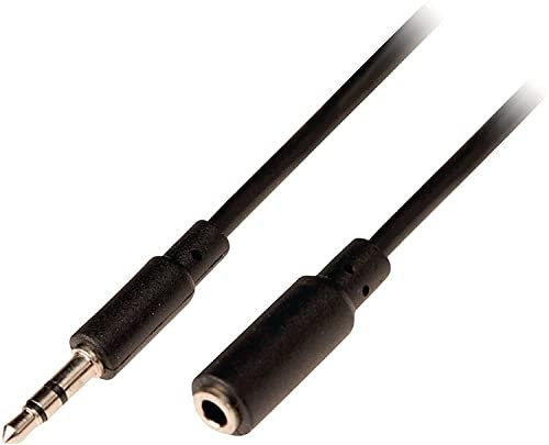 3.5mm M/F 1M Câble de rallonge Audio pour Casque stéréo avec contrôle du Volume pour Casque stéréo Haut-parleurs Microphones-Noir
