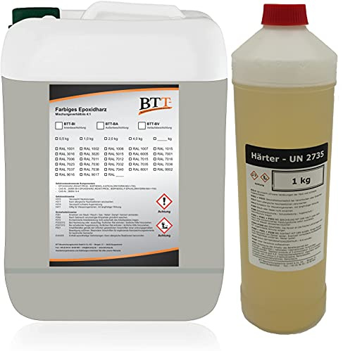 BTT-BI Epoxidharz Bodenbeschichtung RAL 7038 für 25m² Innen Fliesenlack Betonfarbe Industrieboden Garagenfarbe Kellerfarbe Wohnraum Gießharz Epoxy