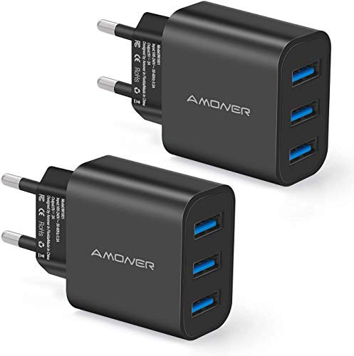 Chargeur Secteur USB 3 Ports Universel Chargeur Mural (5V 3A Max) Adaptateur USB Universel pour Apple iOS, Android, Appareils Portable Windows etc (Noir)