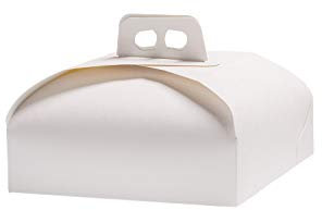 MAQA 25 pezzi Scatola per torta rotondo in cartone bianco con maniglia, Porta dolci tondo, pasticcini biscotti per asporto varie misure 33x33 cm/1