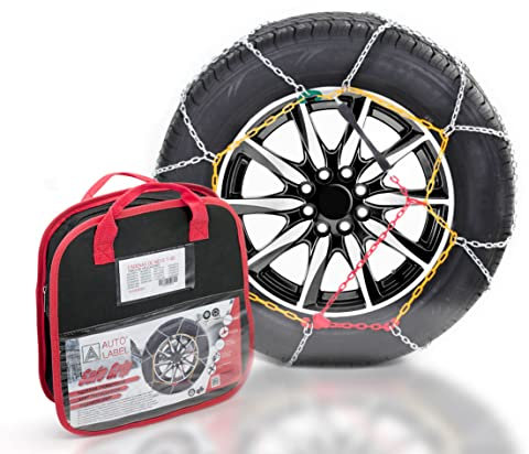 AUTO LABEL. Juego de 2 Cadenas de nieve metálicas SAFE GRIP con eslabón 9mm Homologadas TUV GS ONORM, Talla 80