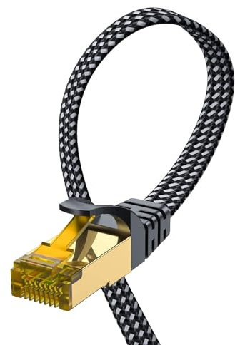 ARISKEEN Cat 8 Lan Kabel 5meter, Cat8 Geflochten Flach Hochgeschwindigkeit (40Gbps 2000Mhz/s) Gigabit Rj45 STP Geschirmtes Internet Netzwerk Lan Patch Kabel Draht für Router Modem Patch Panel