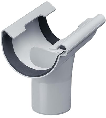 INEFA Ablaufstutzen halbrund, PVC NW180/DN125 Grau Einhangstutzen Dachrinnenzubehör, einfache Steckmontage, Made in Germany