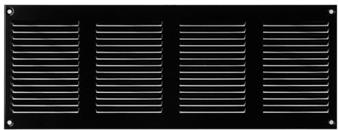 Steinberg14 Griglia di Ventilazione Rettangolare 400x150 mm - Griglie di Aerazione in Metallo Nero - Serranda di Scarico dell'aria con Zanzariera - Copri Bocchetta Interna a Parete e a Soffitto