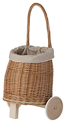 e-wicker24 Alles aus Weide Wagen Korbanhänger Korbpuppenwagen Korbwagen perfekte Geschenkidee für Jungen und Mädchen Spielzeug aus Korbgeflecht Lauflernwagen Weide (Beige)
