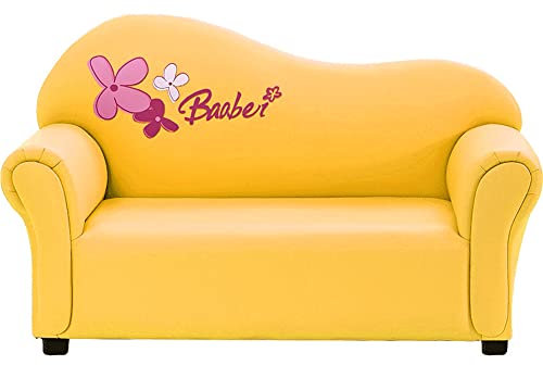 ZESLIV Kindersofa Kindersessel Relaxstuhl Mädchen Polstersessel Lesesessel Minisofa Lil Sofa Armlehnstuhl Lesesessel Fernsehsessel für Wohnzimmer Kinderzimmer Gelb
