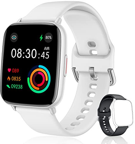 Montre Connectée Femme Homme Étanche - 1,69 Écran Montre Connecter Podomètre Chronometre Montre Tactile Fitness Tracker Smartwatch avec Cardiofréquencemètre Tensiomètre Bracelet pour iPhone Android