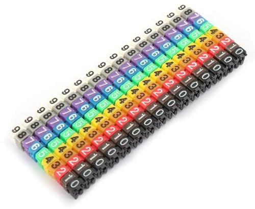Telituny 0-9 Nummer Kabelbeschriftung Clip, 150 Stück 1.5mm² Kabelbeschriftung Digitaler Kunststoff Drahtmarkierer Kabelmarkierungsrohr Bunte Kabelbinder Clips, zum Kabel Nummerierung