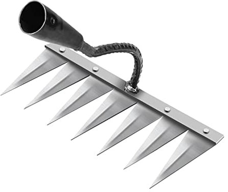 perfk Rastrelli di Acciaio a 7 Denti, Rastrello per Diserbo, Rastrello Giardino, Durevole Giardinaggio Zappa Strumento Mano Estrattore di Erbacce Accessori per Il Diserbo del Cortile
