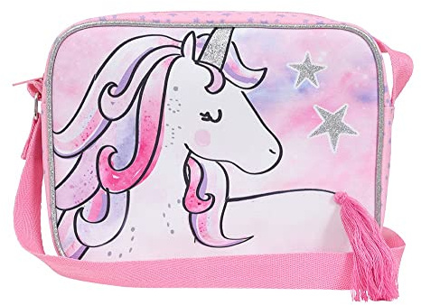 ThePyjamaFactory Lonchera Rosa con Estrellas de Unicornio para Niñas, Bolsa de Almuerzo Escolar