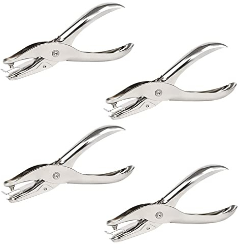 KOMUNJ 4 Stücke Metall Lochzange, Einzelloch Locher Punch, Handgehaltener Locher, Paper Hole Punch, für Papier Karten Plastikfolie Dünner Leder Foto Prüfplaketten DIY Handwerk Stanzt Papier(3mm)