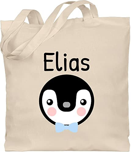 Baumwolltasche - Kinder Taschen Mädchen - Süßer Pinguin - Unisize - Naturweiß - pinguinen stoffbeutel einkaufstasche personalisierte tasche kindergarten geschenke pinguine jutebeutel jutetasche