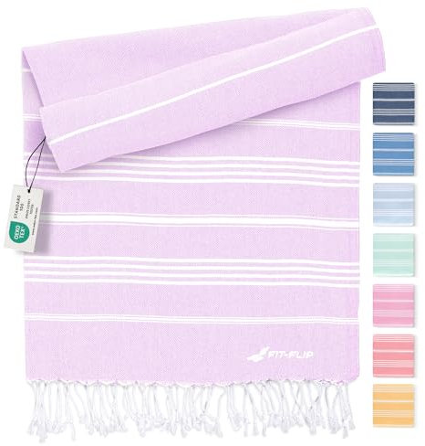 Fit-Flip Telo hammam – asciugamano mare cotone antisabbia XXL – asciugatura rapida - teli sauna fouta, asciugamani spiaggia ideale come sarong e per doccia – Lilla – 100x200cm Sultan