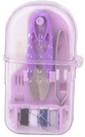 Kit de herramientas de costura Mini caja de costura Juego de tijeras de hilo de aguja Kit de viaje de costura de Navidad Accesorios de hilo de coser DIY Suministros de costura Organizador (Púrpura)