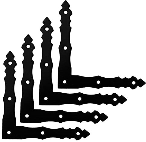 BRESKO Flachwinkel dekorativ Flachverbinder Eckwinkel Bauwinkel Fensterwinkel Möbelwinkel Schwarz Beschlag Verbinder (4 Stück, 100x100x15x2,0 mm)