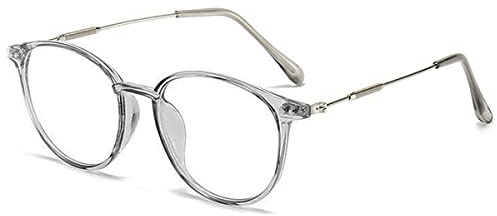 KOOSUFA Runde Blaulichtfilter Brille Brillengestelle Mode Computerbrille Damen Herren Ultra Leicht Brillenfassung Gaming Brille ohne Stärke Durchsichtig Grau