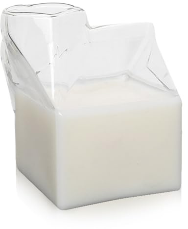 Cartón de Leche de Vidrio, 250 ml Taza de Vidrio Vasos Cuadrados de Cóctel de Copa, Taza Irregular Transparente Mini Jarra Cuadrada de Contenedor para Leche Café Agua Jugo Bebidas