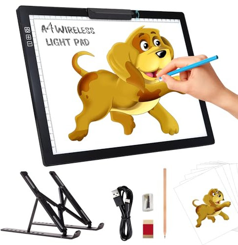 elice Plaque lumineuse DIN A4 avec support / clip, rechargeable, A4, portable, 6 niveaux de luminosité et gradation en continu, boîte à lumière pour peinture diamant, dessin, croquis, tatouage