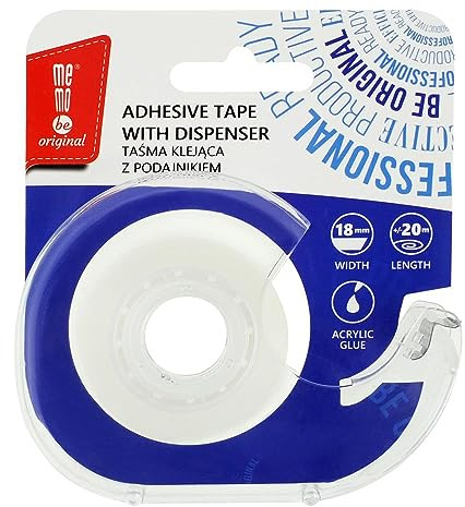 Amex MemoBe Klebeband - Transparente Allzweckband - Schule Büro Arbeit - Klebefilm beständig haltbar - klarer Tesafilm mit Akrylkleber - Mehrzweck Klebe Rollen - 18mm x 20m mit Blisterschale