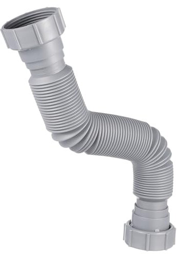 Angoily Double Head Kitchen Sink Drain Extension Hose, Flexible Grey Corrugated Adjustable Pipe for Bathroom and Kitchen Sink Waste Water Connection