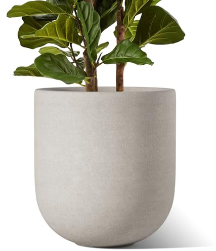 LE TAUCI Macetero De 30 cm, Macetas De Cerámica para Plantas con Tapón De Drenaje Y Rejilla De Malla, Macetas De Interior Y Exterior para El Hogar, Jardín, Patio, Oficina, Gris