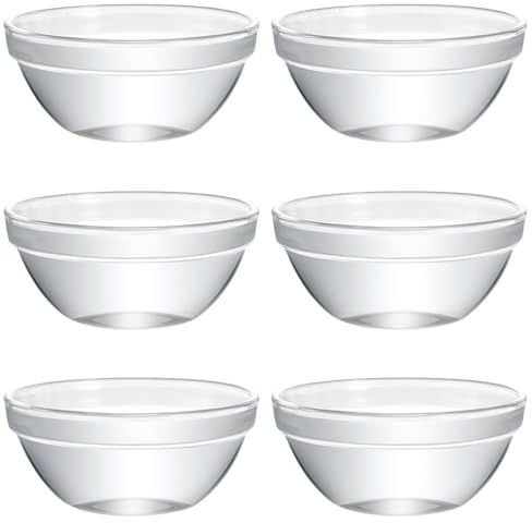 TOPBATHY Lot de 6 petits bols en verre transparent avec couvercles pour pudding, bonbons, desserts, noix, trempettes, crème glacée, collation - Taille