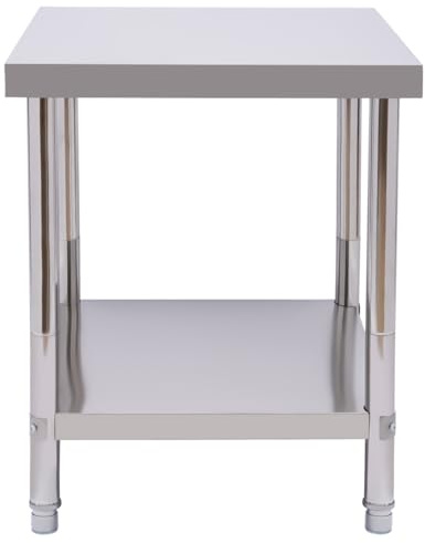 unkonwcy rostfritt stål arbetsbord köksbord med justerbar höjd hylla professionellt rostfritt stål demonterat bord justerbara fötter mat förberedelsebord 60 x 45 x 80 cm