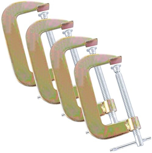 ASelected 4Pcs G Clamp 4Inch (105Mm) Steel Plate G Clamp， Industrial Strength C Clamp Set for Woodworking Welding Building Automotive Repair 4-Inch Jaw Opening (Silver)