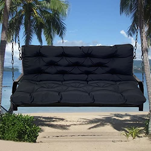 LiveGo Garden Bench Cushion 2/3/4 Seater Soft Outdoor Waterproof Patio Lounger Bench Swing Hammock Pad with Backrest (150 * 100 * 10CM, Black)