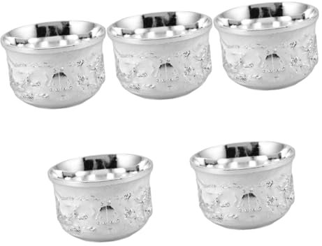 PRETYZOOM 5 Piezas Copa de Vino Porcelana Taza de té pequeña de Taza de té Tetera de Metal Taza de té de Metal Taza de té Turco Taza de té de patrón Antiguo de Zinc