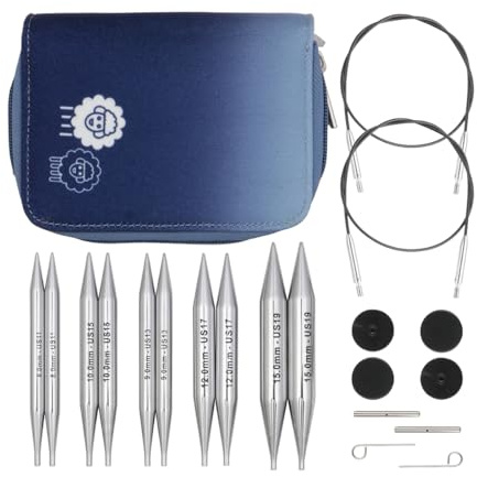 KnitPro Nova Chunky Austauschbare Nadelspitzen Set 5 (13cm) | 5 Größen (8mm bis 15mm)