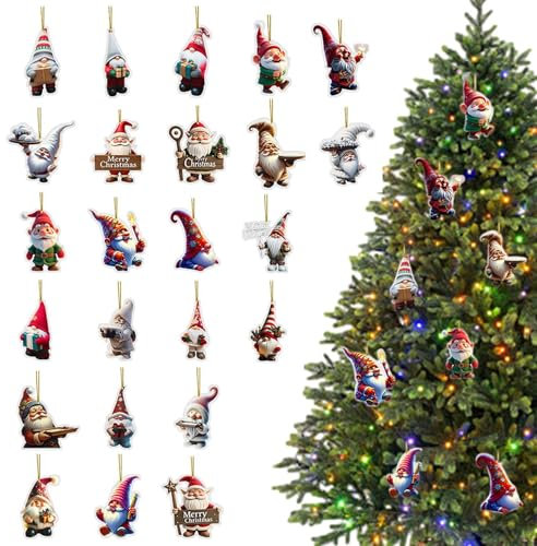 Wichtel Ornament Adventskalender - Wichtelfiguren Ornament Adventskalender | 24 Tage Countdown bis Weihnachten | 2D Acryl Wichtel 2024 Adventskalender Dekorationen für Partys