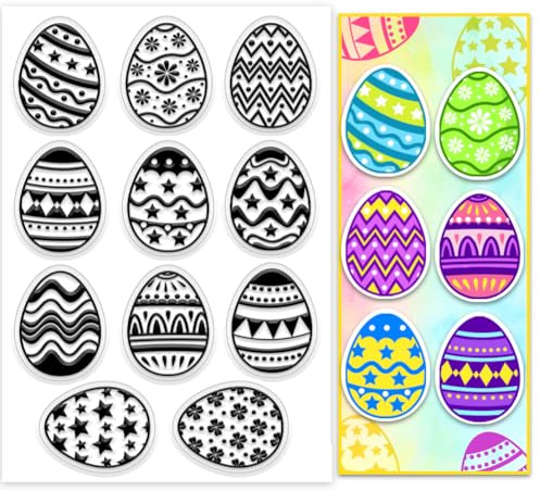 PH PandaHall Ostereier Frühling Silikon Stempel Graffiti Eggs Clear Stempel Niedliche Eier Silikonstempel Transparenter Gummistempel für Ostern Einladungskarten, Geschenkanhänger, Basteln Fotoalben