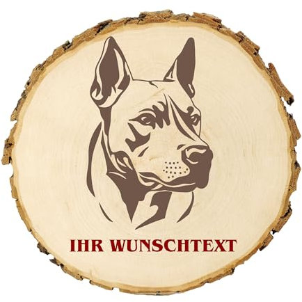 KIWISTAR UG - 14-16 cm Baumscheibe - Bullmastiff - Hund - personalisiertes Geschenk individuell selbst gestalten - Name - Holzscheibe mit Wunschtext - Naturholz - Geschenk - Türschild