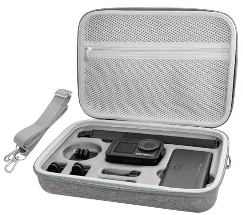 REYGEAK Osmo Action 5 Pro – Grand étui de Transport Portable, Sac à bandoulière, étui Rigide étanche Compatible avec Les Accessoires DJI Action 5 Pro/Action 4 Adventure Combo (Grande Taille)