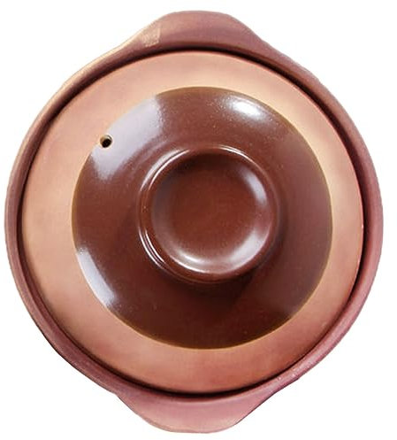 HOLIDYOYO Cocotte pour Cuisson Sûre et Chauffage Poignées Doubles 900ml en Terre Cuite Pot de Ragoût Traditionnel Cuisine à Gaz