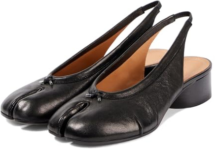 KOKOMOMO Black Split Toe Japanese Tabi Shoes Cylindrical Block Heels Pumps Chunky Heel Office Wedding Party Dress