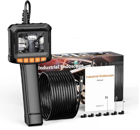 Cámara endoscópica industrial simple y doble de 4,3'', boroscopio digital portátil for inspección de automóviles, IP67, resistente al agua, HD1080P, tubería de 8 mm for alcantarillado(10m,Dual Len)