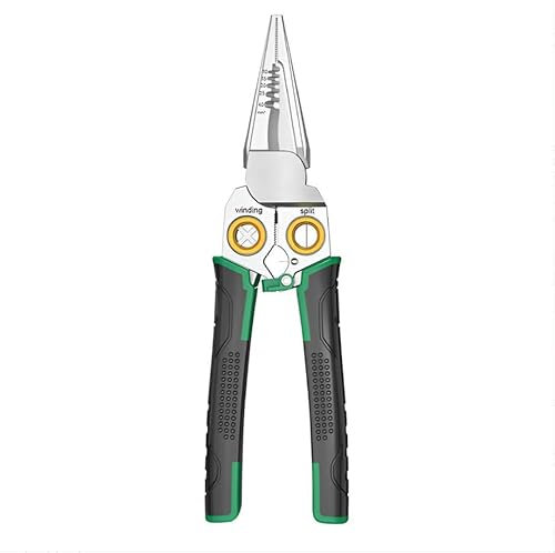 Alicates pelacables 8 en 1 con comprobador de tensión - Crimpadora, comprobador de corriente y herramienta para electricistas e instalación eléctrica (verde (NO electricidad)