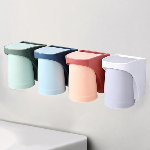 Porte Brosse à Dents Mural, Gobelet Salle de Bain Magnétique, Rangement Brosse a Dent pour la Famille, Multicolore et Support pour Porte Brosse à Dents avec Rangement pour Dentifrice
