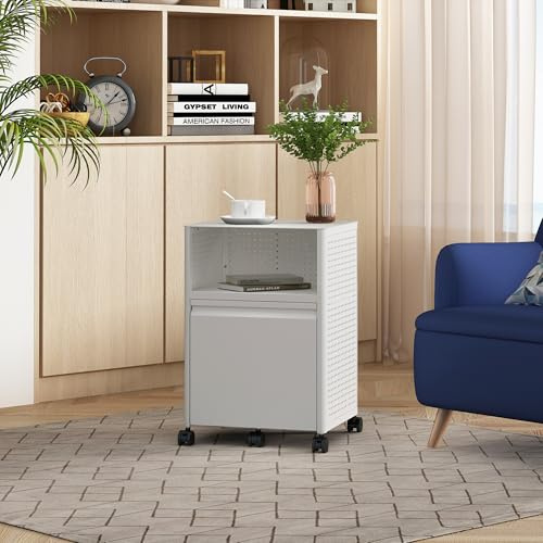 [en.casa] Rollcontainer mit Schublade Velvevn Aktenschrank mit 5 Rollen Büroschrank Metall 54 x 40 x 36 cm Weiß