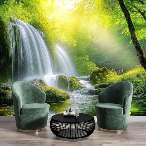 3D Fotomurales Cascada 400x280 cm Papel Pintado Mural Cascada Tejido No Tejido Decoración de Pared Decorativos Murales Moderna de Diseno q.6935
