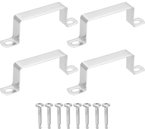 sourcing map Lot de 4 colliers de serrage carrés en forme de U, 80 x 40 mm, support en forme de U en acier inoxydable 304 avec tête cruciforme, vis auto-perceuses pour tuyaux, porte, barre fermée