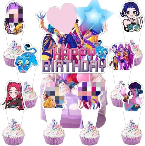 25 Pcs H unters Cake Toppers for Girls, Cake Decorations, Cupcake Toppers, Birthday Party Decorations Supplies (A)