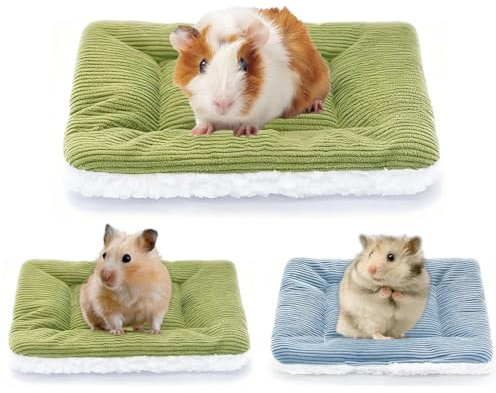BSITSSS 2 Stück Meerschweinchen Bett, Grün und Blau Kaninchenbett, Kaninchen Bett Plüschbett Hasenbett für Kleine Tiere Kätzchen Kaninchen Chinchilla Eichhörnchen Meerschweinchen Ratten