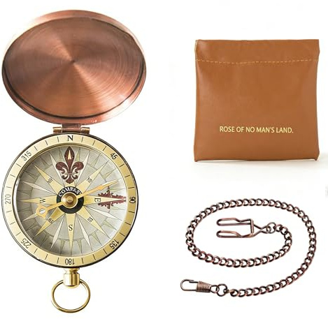 FuYelng 3 stycken vintage kompass fickur av mässing, 6,8 × 5 × 1,6 cm gyllene kompass utomhus vintage fickur metall, för camping vandring överlevnad