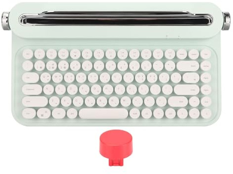 EIMSOAH Teclado Bluetooth Vintage, Teclado de Máquina de Escribir Retro de 86 Teclas con Soporte Integrado para iOS (Verde)